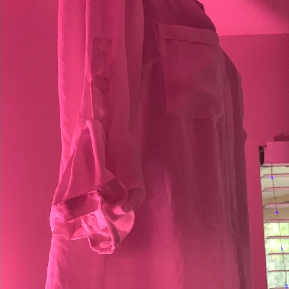 Express Pink Button-Up Blouse - Picture 3 of 5